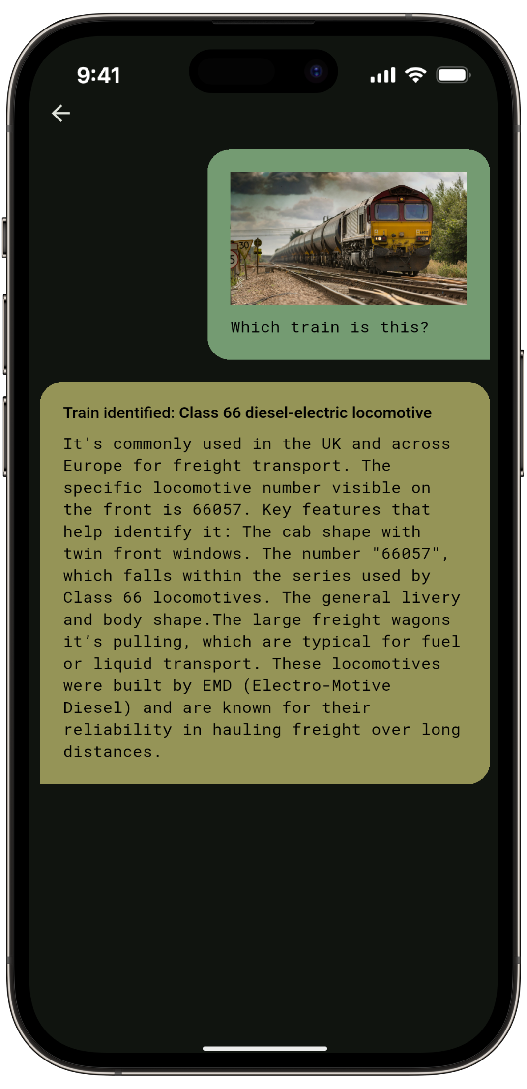 Train ID App Screenshot